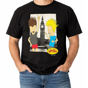 MTV Beavis and Butt-Head T Shirt XXL Black Graphic Big Ben London Cotton 2012